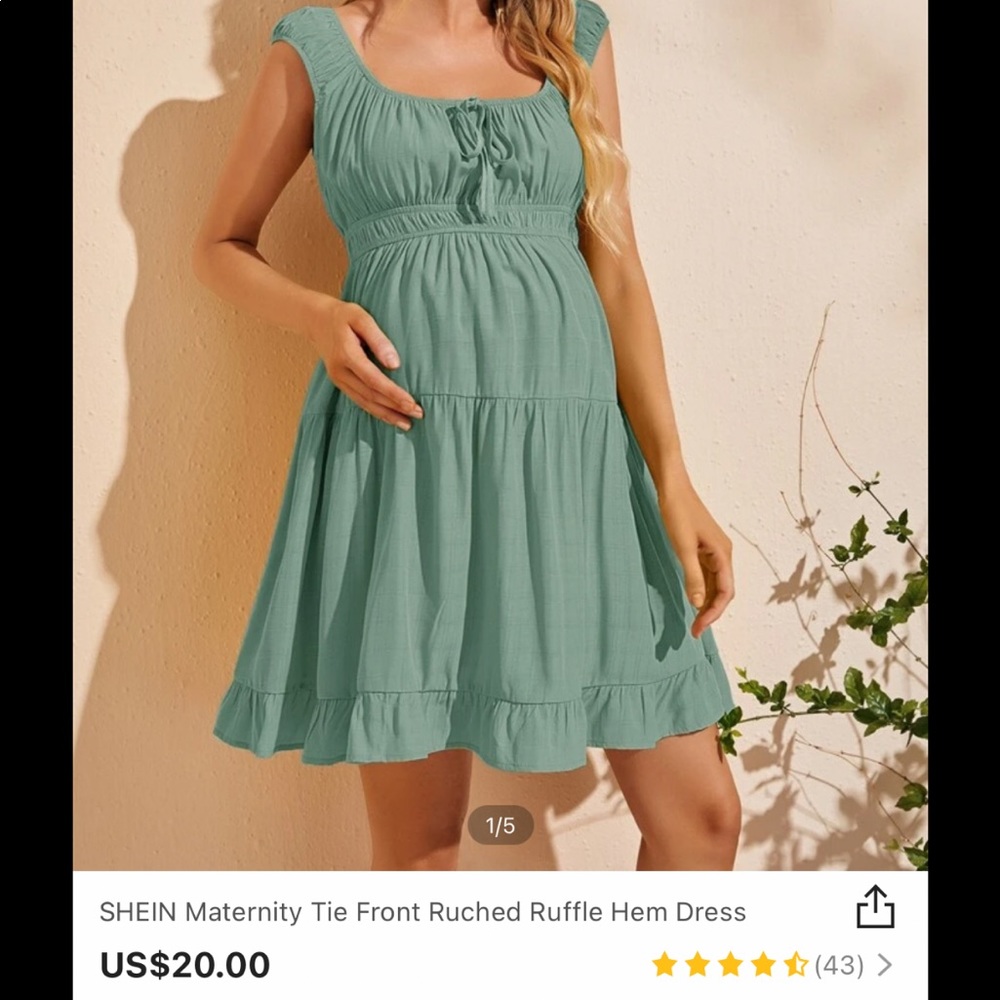 SHEIN maternity mint green dress